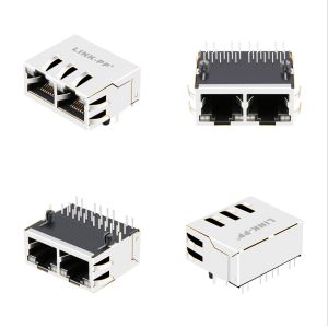 1000 Base-T Tab Up 1x2 Port Rj45 Jack With Magnetics 1840572-6 With GY/GY Leds