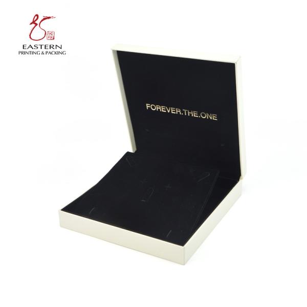 Buy Elegant Pearl Necklace Custom Cardboard Jewelry Boxes With Velvet Lining at wholesale prices