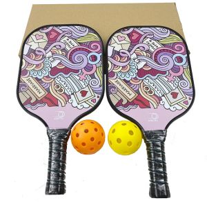 Carbon Graphite Paddle Ball Rackets Pp Honeycomb Pink Lightweight Pickleball