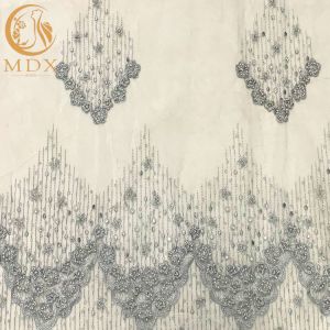 Exquisite Beaded Handmade Embroidery Lace Fabric For Evening Dress