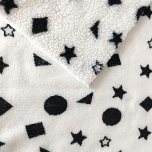 Black And White Sherpa Fleece Fabric Jacquard Yarn Dyed For Backoack Floor Mats