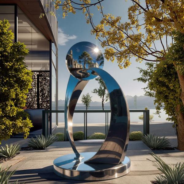 Large Outdoor Garden Abstract Art Metal Mirror Polished Stainless Steel Sculpture Hotels Outdoor Metal Crafts