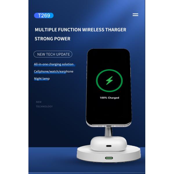 3 Level LED Night Light Wireless Double Charging Stand With Short Circuit Protection