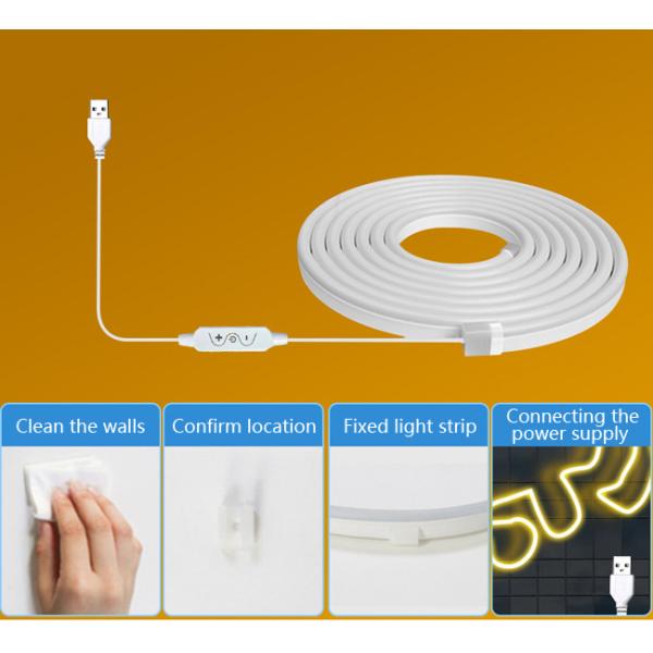 Single Color Warm White Silicone Neon Light Strip Set 5v 120 Lights/1m Dimming