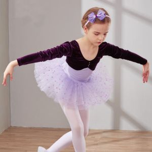 children's dance costumes girls velvet long-sleeved uniforms children's ballet