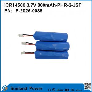 Quality ICR14500 3.7V 800mAh-PHR-2-JST-10mm Wire Battery for sale
