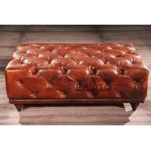 classical old style antique club rectangle leather ottoman