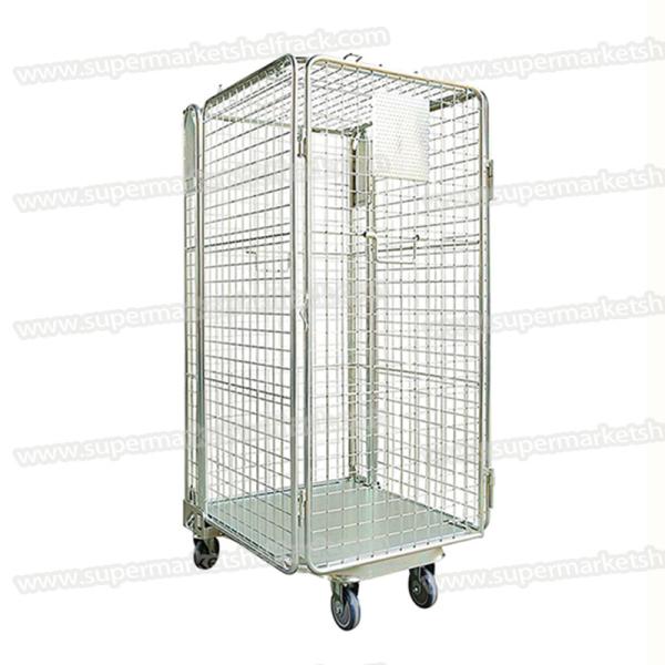 Buy Wire Mesh Metal Trolley Storage With Wheels Logistics Cart at wholesale prices
