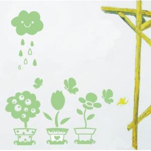 Flower Pots Rain Removable PVC Wall Flower Stickers A0129