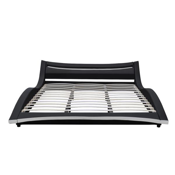 Curve Deluxe Upholstered Platform Bed Modern Full Size With LED Headboard
