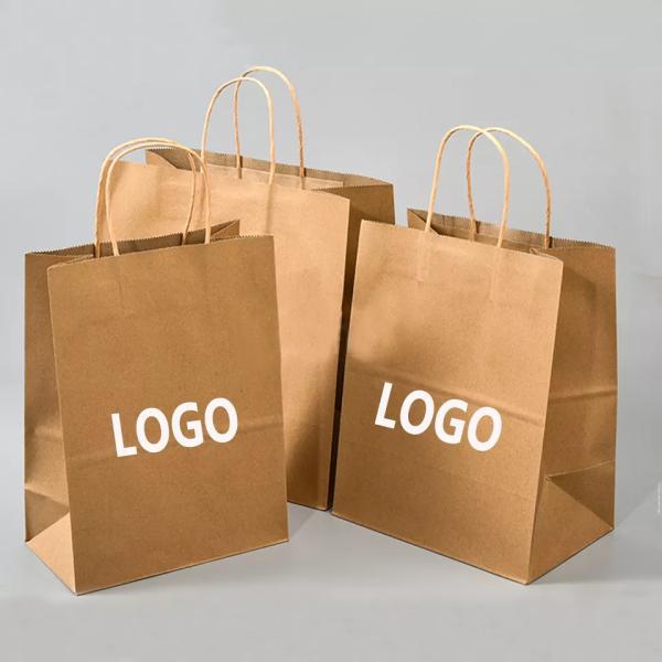 Heat Seal Takeaway Printed Paper Carrier Bags Matt Lamination Recyclable