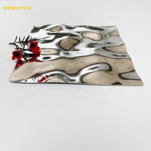 Silver Mirror Glossy SS Metal Decorative Plate Water Ripple Pattern