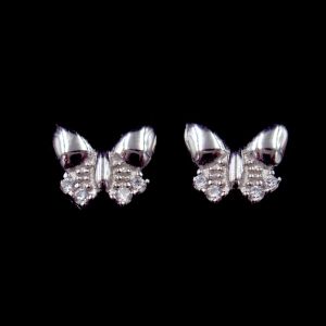 Customized Sterling Silver Round Earrings / Cubic Zirconia Bulk White Gold