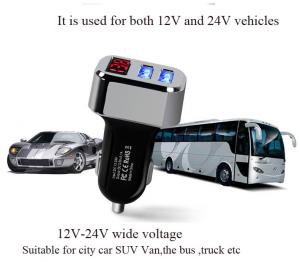 China 3.1A dual usb car charger with led display factory on sale