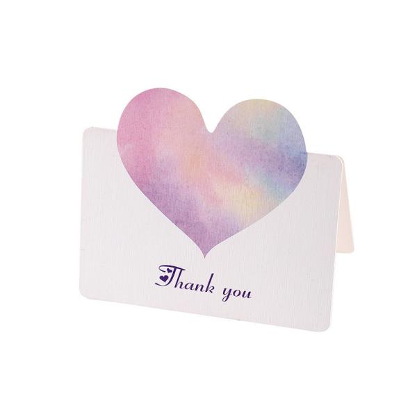 Buy White Cardboard Thank You Card Heart Shape Decoration Gift Card at wholesale prices