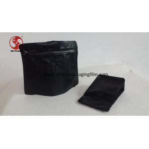 Black Stand Up Coffee Tea Pouches , Flat Bottom with Ziplock and Vent Valve