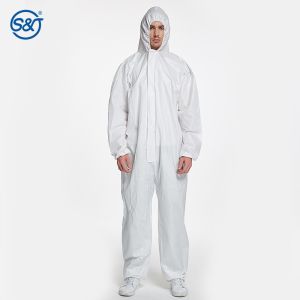 Micro-porous film coverall non woven clothing hooded disposable coverall