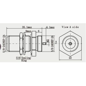 N Bulkhead Female RF Coaxial Connector with Microstrip