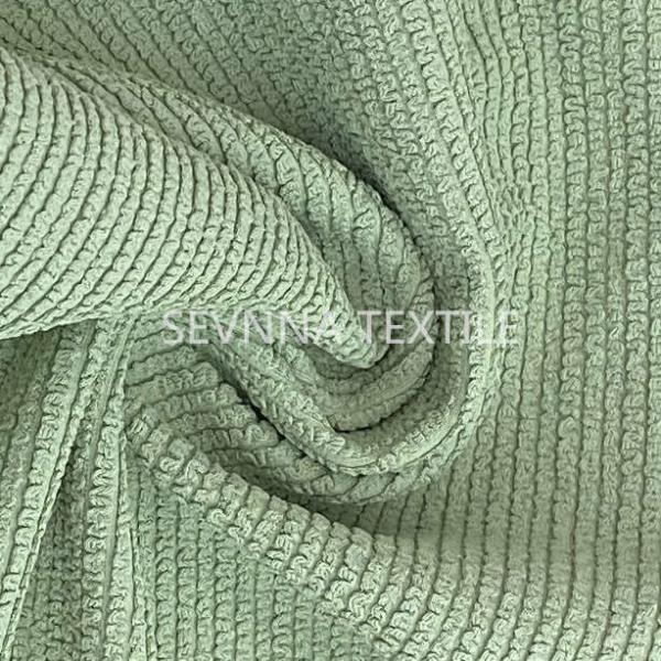 Buy 119cm Width Circular Knitting Recycled Swimwear Fabric Scrunchy Bikini Tops at wholesale prices