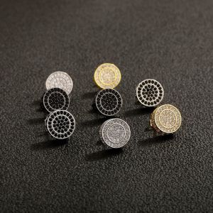 Black Zirconium Copper Earrings Round Diamond Earrings 3.5g