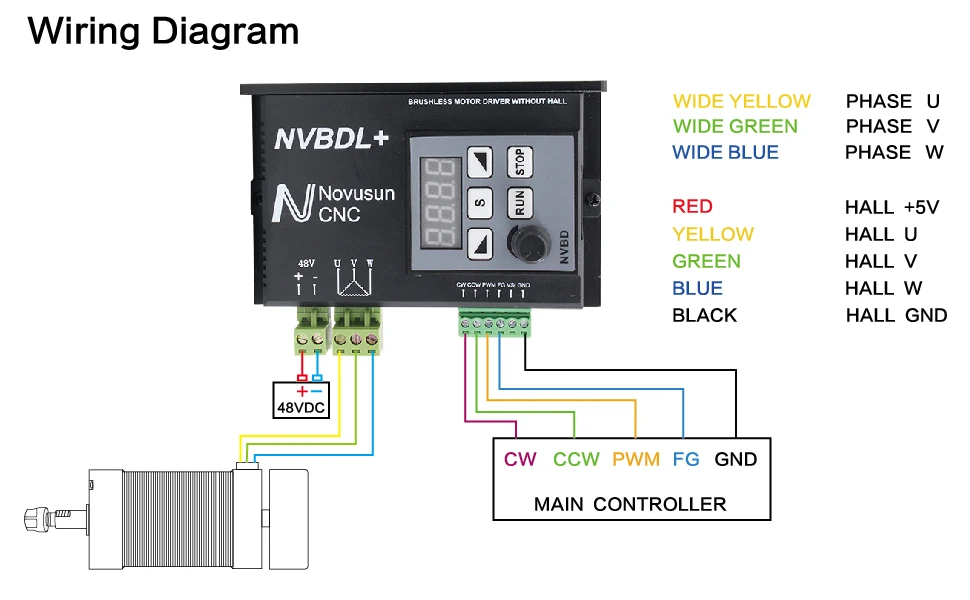 400W Brushless CNC Spindle Motor Kit 48VDC ER8 & 600W Brushless Motor Driver
