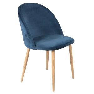 Modern Velvet Fabric Dining Chair with Wooden Legs