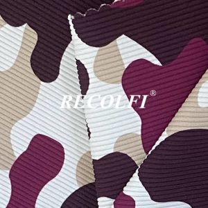 130CM Width Activewear Spandex Knit Fabric Eco Ribbed Leopard Printing