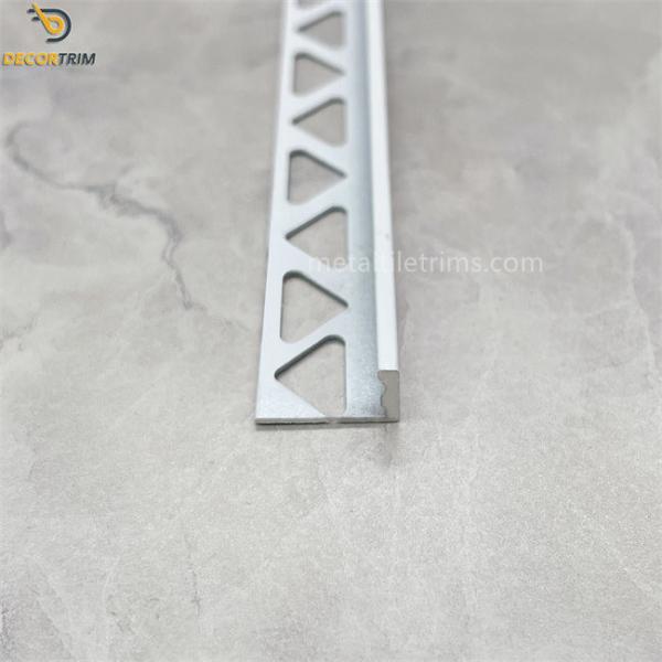 External Corner Straight Edge Metal Tile Trims L Shape Matt Silver Aluminum