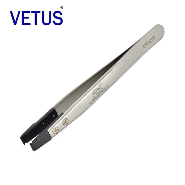 Buy VETUS head tips replaceable stainless steel esd tweezers for repairing examination at wholesale prices