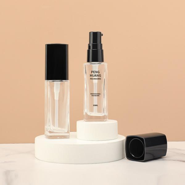 Buy Square Liquid Foundation Bottles Cosmetic Packaging Glass Cream Lotion Bottle at wholesale prices