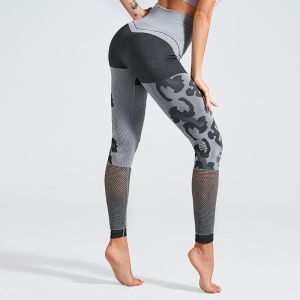 2019 Leopard Grain Fitness Seanmless Mesh Woman Yoga Leggings Or Top