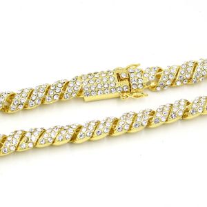 Brand New Men Women Hip Hop Rapper Necklace Gold Plated Rhinestone Iced Out Curb