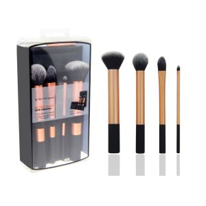 4 Piece Natural Hair Travel Makeup Brush Set for Eye Shadow / Eyeliner Makeup