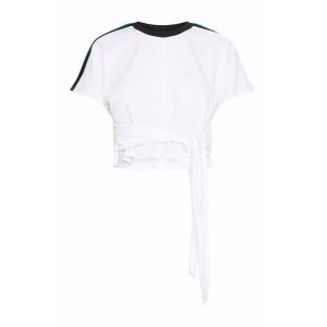 White stripe crop top T shirt ladies