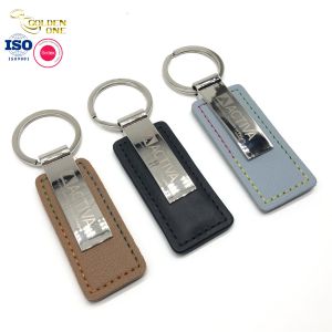 Wholesale New Luxury Metal Pu Leather promotional Keychain Sublimation Keychains