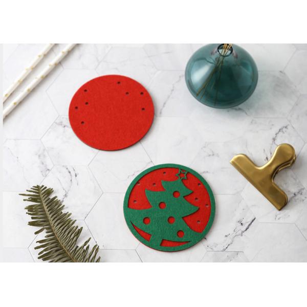 Double Layer Heatproof Christmas Felt Drink Coasters 10*10cm