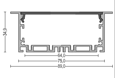 PMMA PC Recessed Aluminium Led Channel H35mm 6063 T5 For Linear Lighting