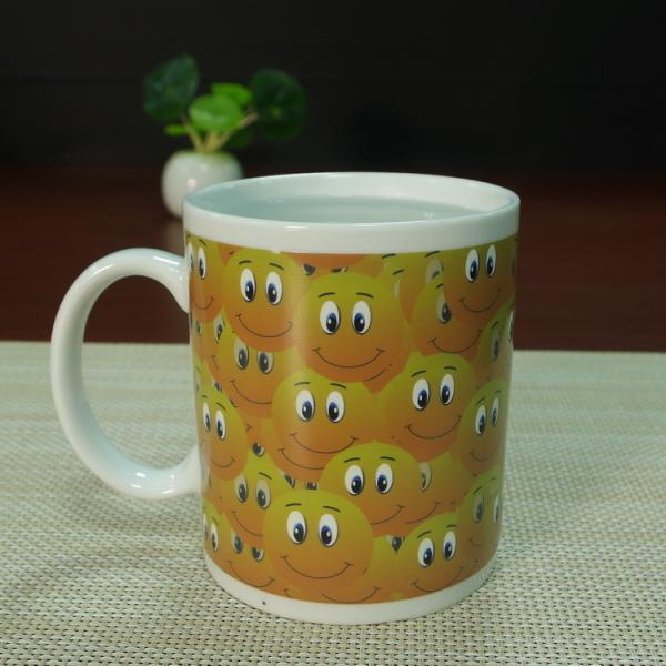 Square mug smile face heat sensitive color changing mugs 11 oz