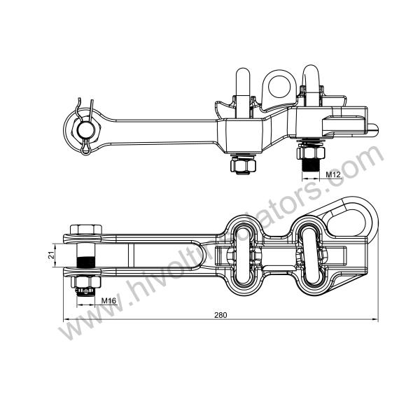 Aluminum Transmission Line Hardware Hot Line Clamp With Galvanized Steel Bolt And Nut