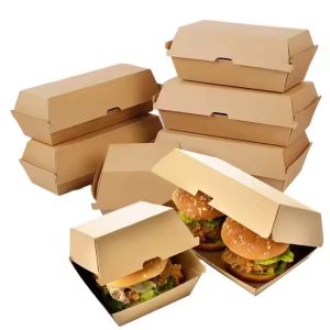 Eco-Friendly Customized Kraft Paper Packaging for Fast Food Grade Hamburger