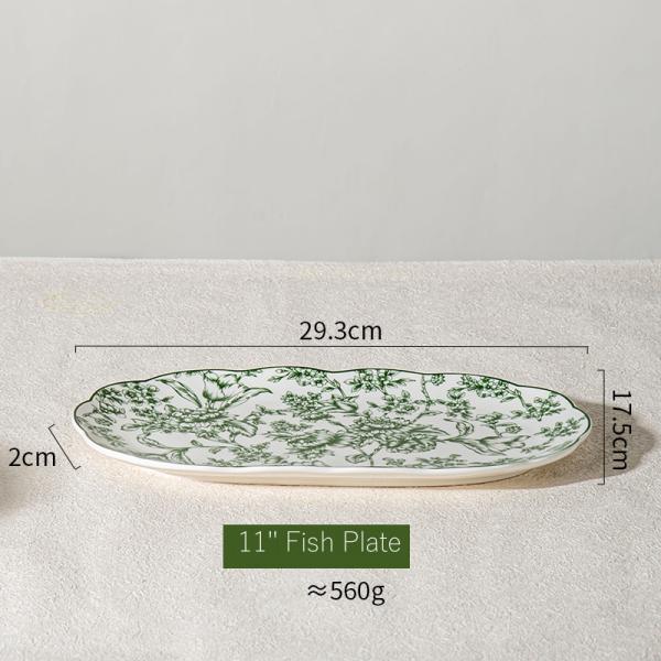 11 Inch Oval Charger Plate Porcelain Restaurant Ceramic Fish Plates For End Customers