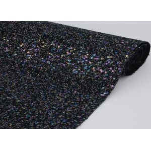 Cotton Backing Laser Black Glitter Fabric , Sparkle Mixed Glitter Material