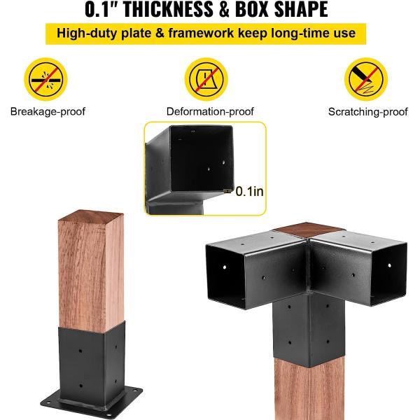 Wood Construction Black Electrophoretic Paint Spraying Metal Hardware Kit Pergola Extension Frame Corner Brackets