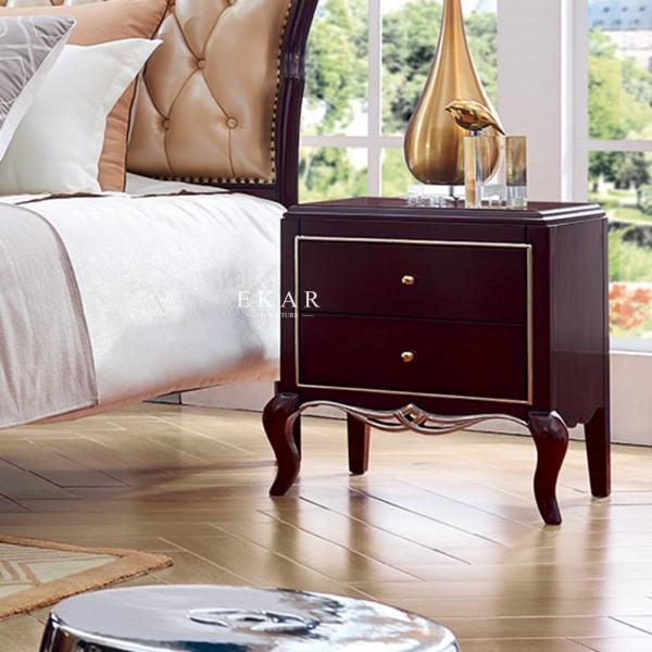 Buy Wooden Bedside Table Antique Nightstand With 2 Drawer at wholesale prices