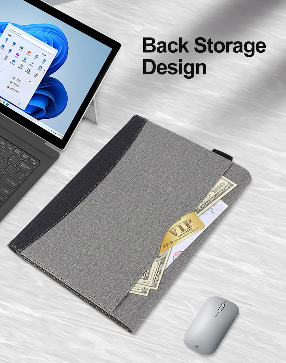 Laudtec Simple Business Tablet Cases for Surface Go 1/2/3/4 Shockproof Multi Angle Holder Lightweight Pen Slot Protective Cover