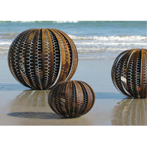 Balls Type Outdoor Corten Steel Garden Sculpture , Rusty Sphere Sculpture