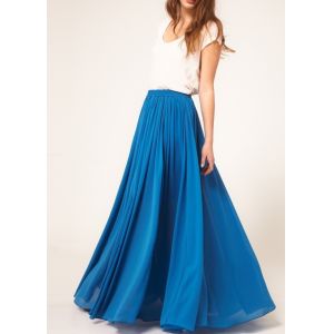Quality Blue Pleated Jersey Maxi Womens Summer Skirts Customized And Casual for sale