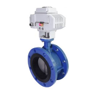 DN150 Double Flange EPDM Seated Actuator Butterfly Valve
