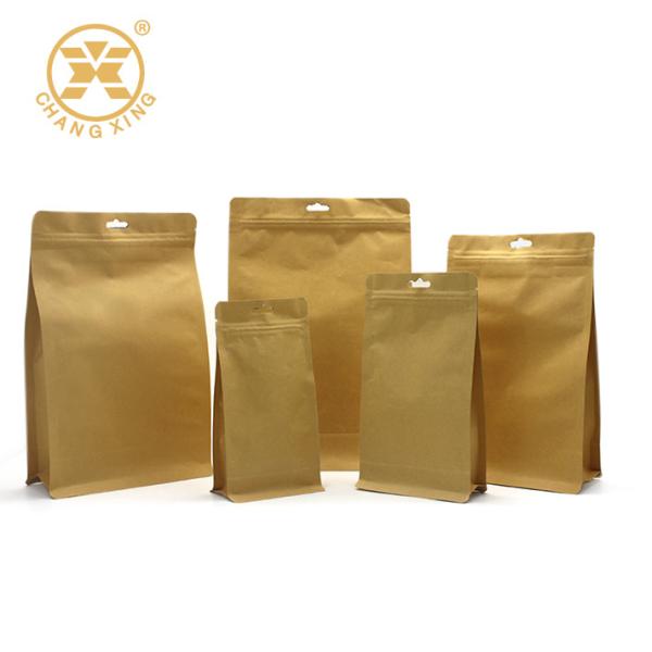 Buy Kraft Flat Bottom Compostable Coffee Bags With Valve 16oz at wholesale prices