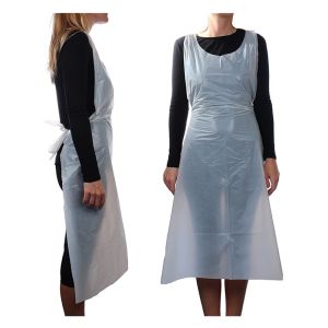 Unisex Disposable CPE Plastic Aprons , Plastic Bib Aprons For Restaurant /